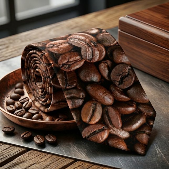 Realistic Roasted Coffee Pattern Neck Tie (Creator Uploaded)