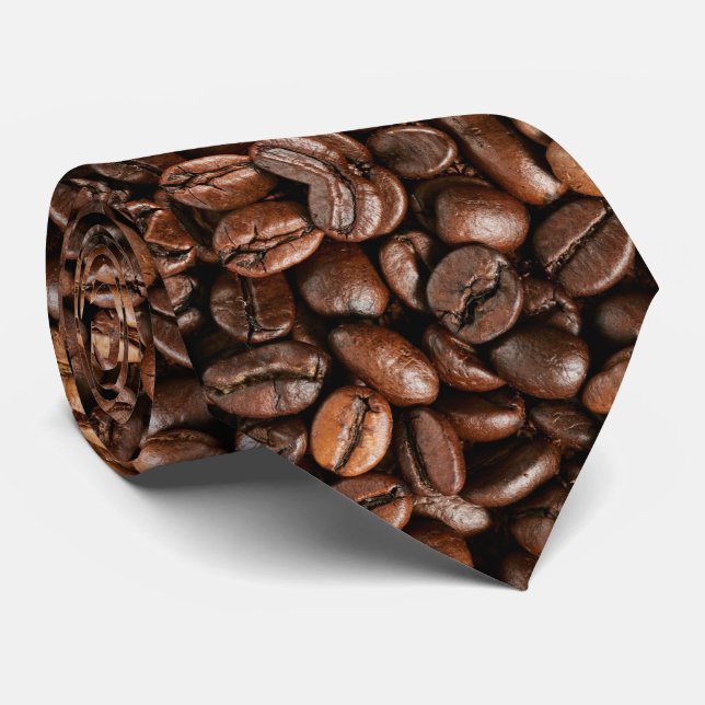 Realistic Roasted Coffee Pattern Neck Tie (Rolled)