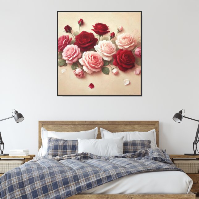 Realistic Rose Arrangement Floral Wall Art  (Insitu(Bedroom))