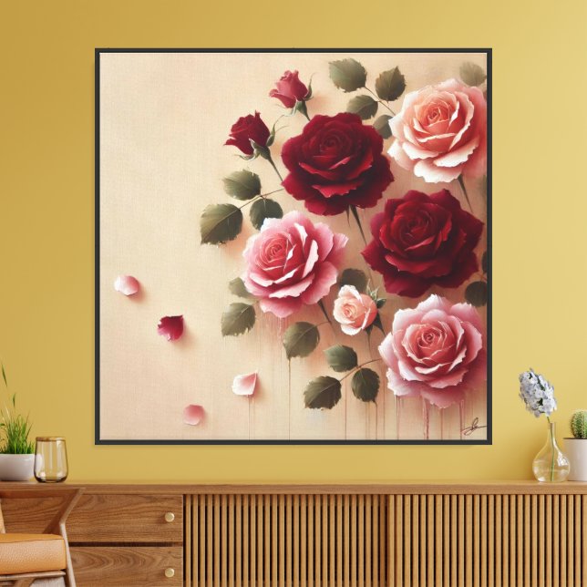 Realistic Rose Painting Floral Wall Art  (Insitu(LivingRoom))
