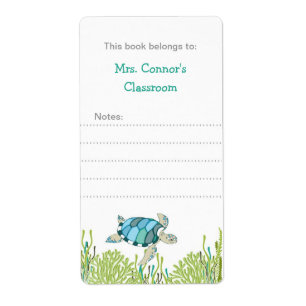 Realistic Sea Turtle Bookplates / gender neutral