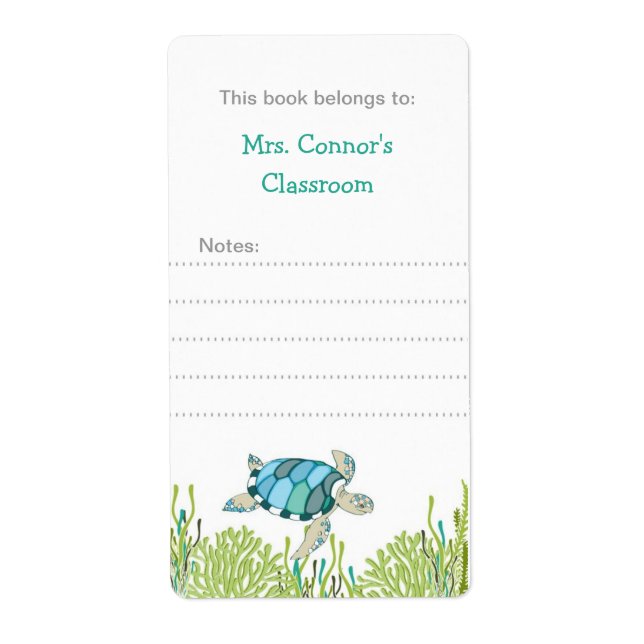 Realistic Sea Turtle Bookplates / gender neutral (Front)