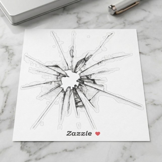 Realistic Shattered Glass Illusion Sticker (Create a damaged glass appearance in seconds.)