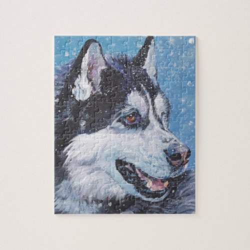 realistic Siberian Husky Dog Fine Art Painting Jigsaw Puzzle