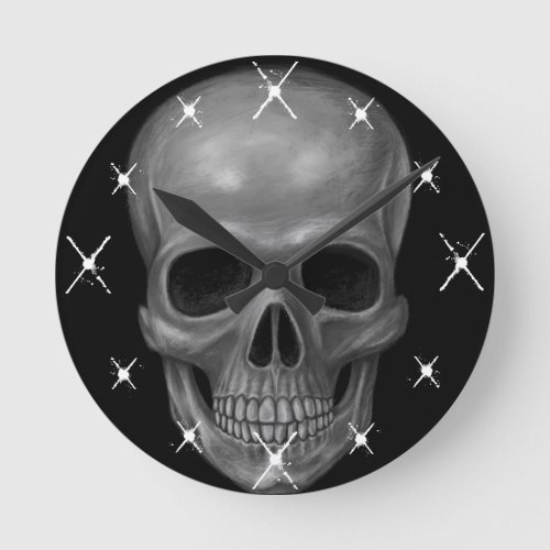 Realistic Skull Round Clock