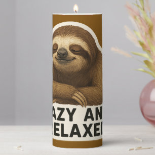 Realistic Sloth Sticker Pillar Candle