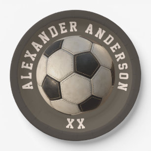 Realistic Soccer Ball Name and Jersey Personalize Paper Plates