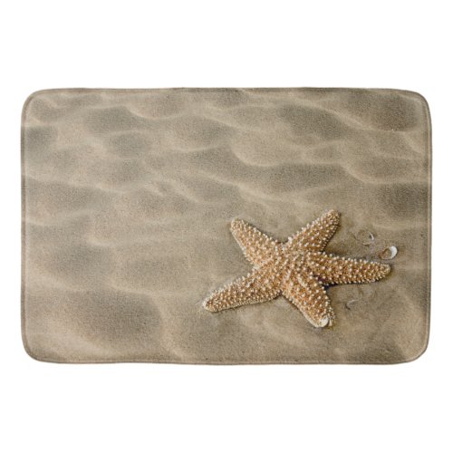 Realistic Soft Beach Sand with Starfish Bathroom Mat