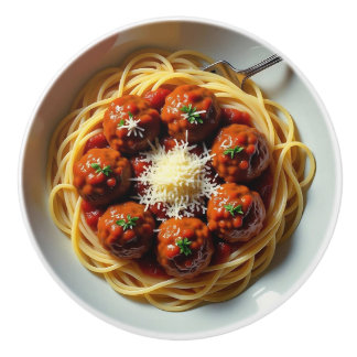 Realistic Spaghetti and Meatballs Food Kitchen Ceramic Knob