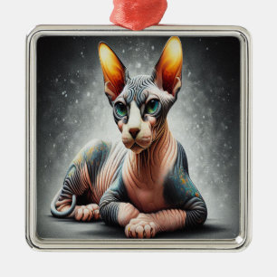 Realistic Sphynx Cat, Sphynx Hairless Cat Lover Metal Ornament