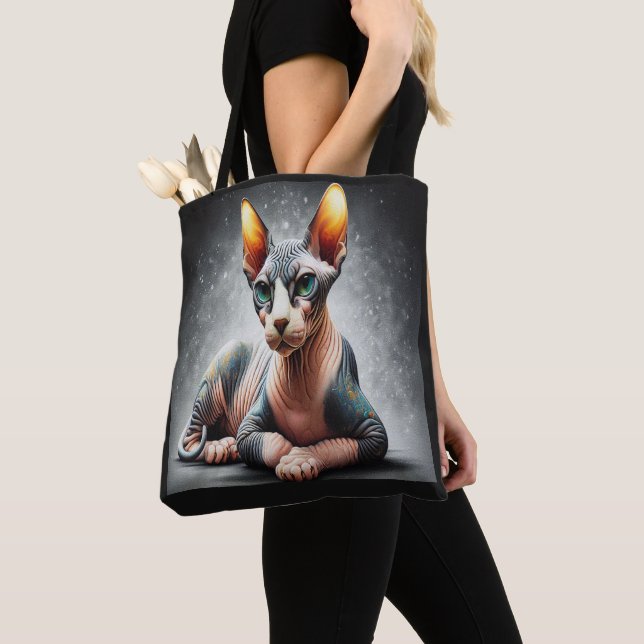Realistic Sphynx Cat, Sphynx Hairless Cat Lover Tote Bag (Close Up)