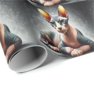 Realistic Sphynx Cat, Sphynx Hairless Cat Lover Wrapping Paper