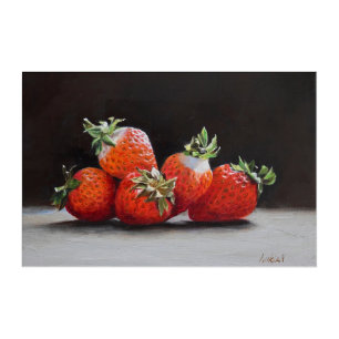 Realistic Strawberries Still Life Oil Painting Acrylic Print