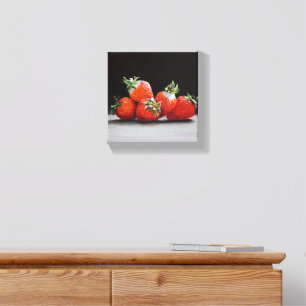 Realistic Strawberries Still Life Oil Painting Canvas Photo Tile