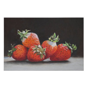 Realistic Strawberries Still Life Oil Painting Faux Canvas Print