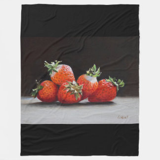 Realistic Strawberries Still Life Oil Painting Fleece Blanket