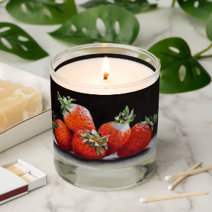 Realistic Strawberries Still Life Oil Painting Scented Candle
