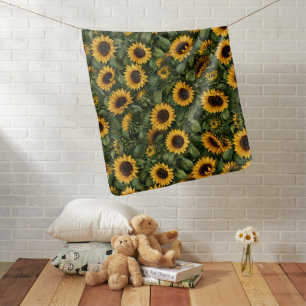 Realistic Sunflower Botanical Art Baby Blanket