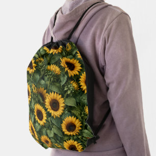 Realistic Sunflower Botanical Art Drawstring Bag