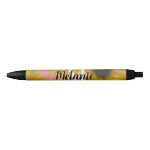 Realistic Sunflower Garden Custom Monogram Pink   Pen