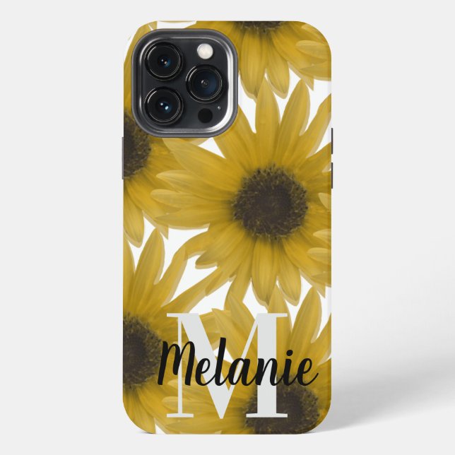 Realistic Sunflowers Pattern Name Iphone Case (Back)
