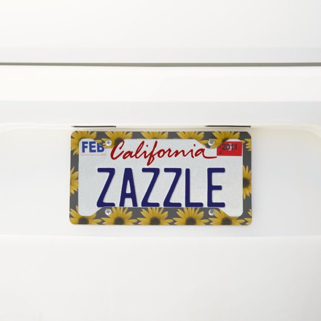 Realistic Sunflowers Yellow Photo License Plate Frame (On Car)
