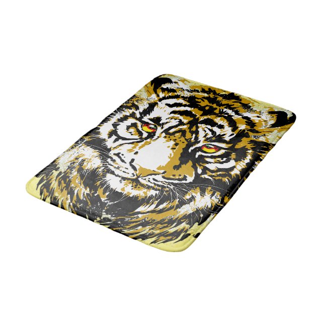 Realistic Tiger Bath Mat - Tiger Head Drawing  (Angled)