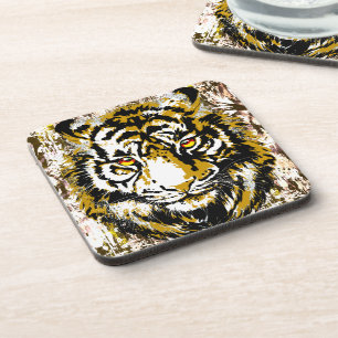 Realistic Tiger - Cool Tiger Head Drawing Coasters