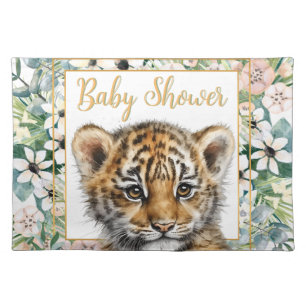 Realistic Tiger Cub Gender Neutral Baby Shower Cloth Placemat