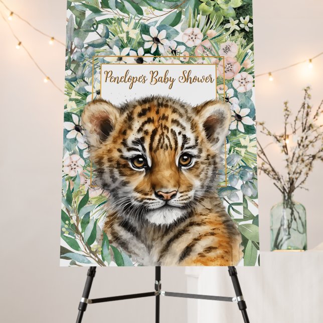 Realistic Tiger Cub Gender Neutral Baby Shower Foam Board (In Situ (Stand))