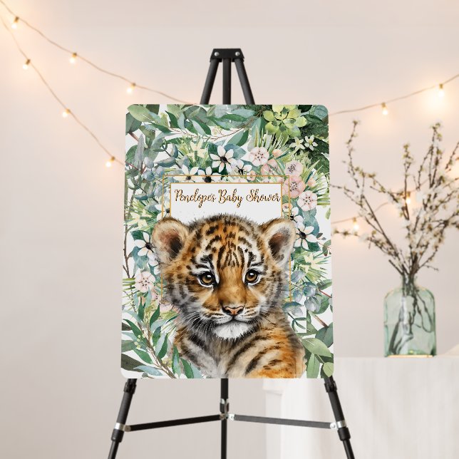 Realistic Tiger Cub Gender Neutral Baby Shower Foam Board (In Situ (Stand))