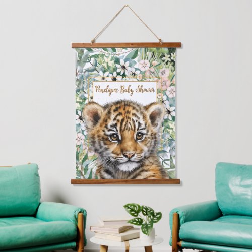 Realistic Tiger Cub Gender Neutral Baby Shower Hanging Tapestry