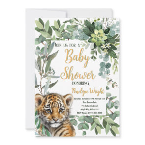 Realistic Tiger Cub Gender Neutral Baby Shower Invitation