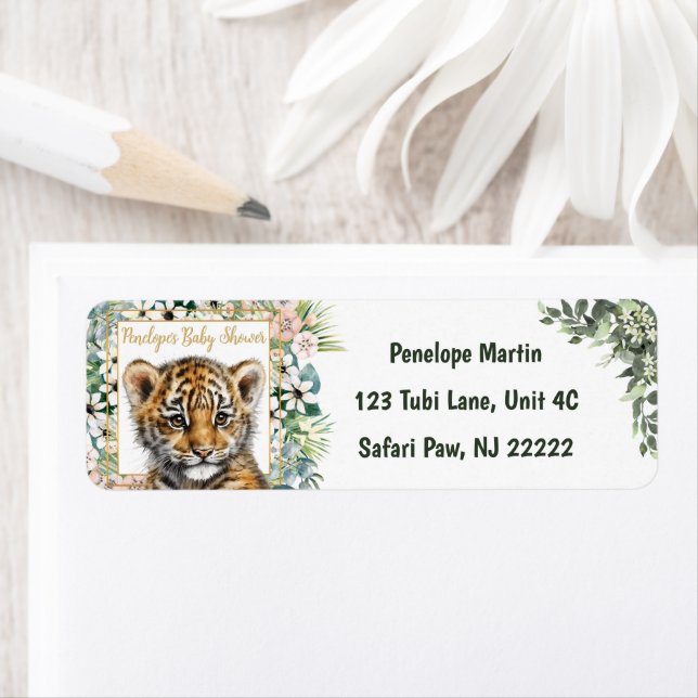 Realistic Tiger Cub Gender Neutral Baby Shower Label (Insitu)