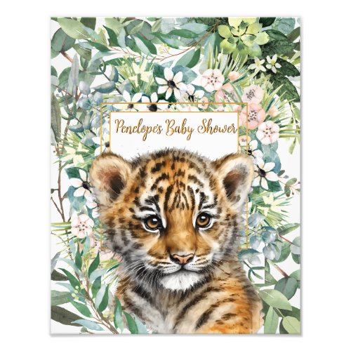 Realistic Tiger Cub Gender Neutral Baby Shower Photo Print