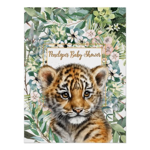 Realistic Tiger Cub Gender Neutral Baby Shower Poster