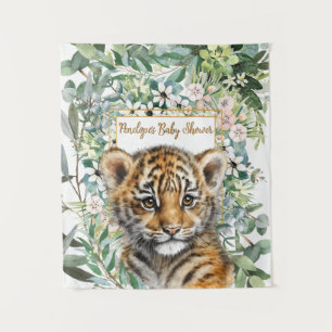 Realistic Tiger Cub Gender Neutral Baby Shower Tapestry