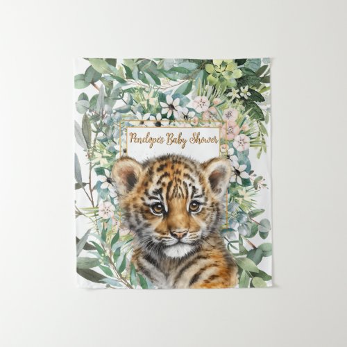 Realistic Tiger Cub Gender Neutral Baby Shower Tapestry