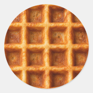 Realistic Toasted Square Waffle Food Design Classic Round Sticker