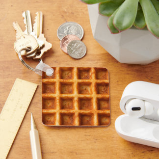 Realistic Toasted Square Waffle Food Design Keychain