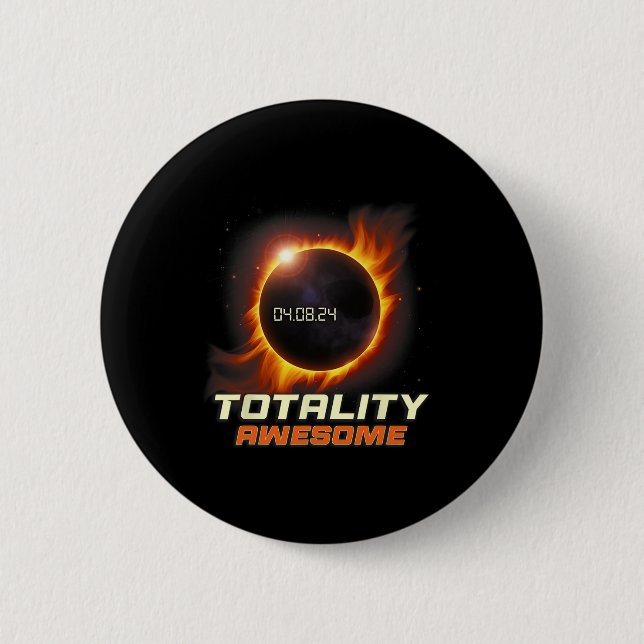 Realistic Total Solar Eclipse 2024 Totality Awesom Button (Front)