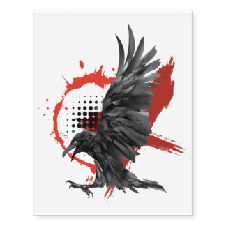 Realistic Trash Polka Crow Temporary Tattoos