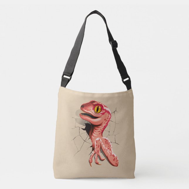 Realistic Velociraptor Dinosaur Hatching Crossbody Bag (Front)