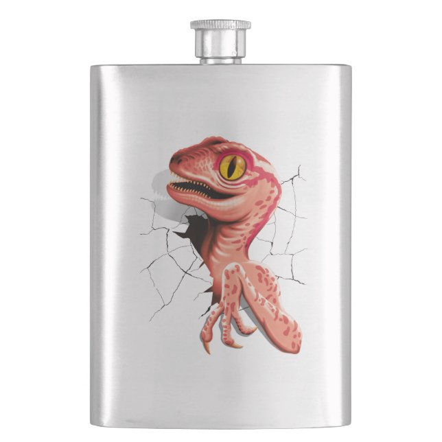 Realistic Velociraptor Dinosaur Hatching Flask (Front)