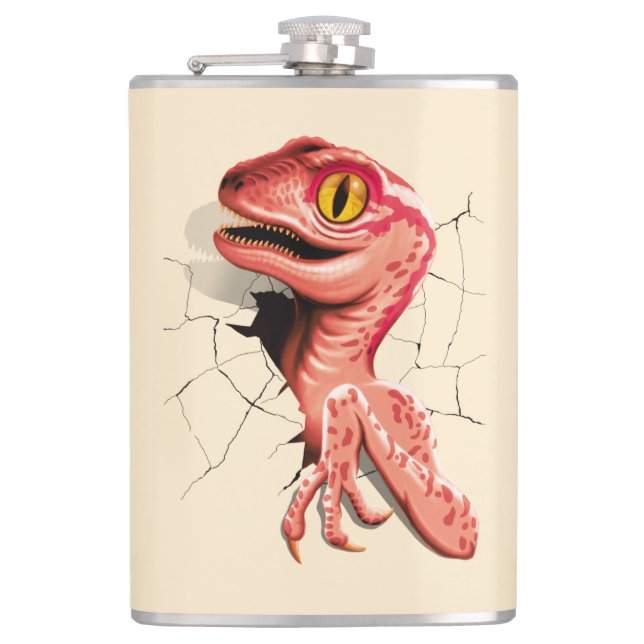 Realistic Velociraptor Dinosaur Hatching Flask (Front)