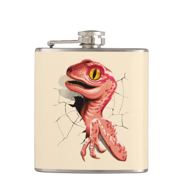 Realistic Velociraptor Dinosaur Hatching Flask (Front)
