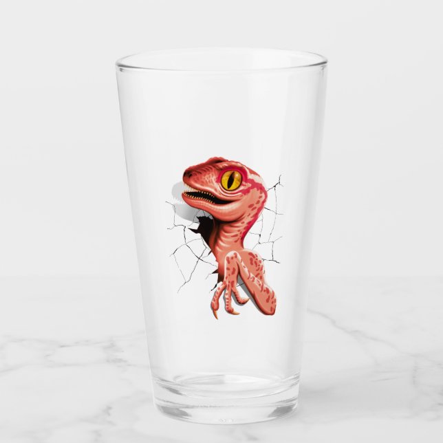 Realistic Velociraptor Dinosaur Hatching Glass (Front)