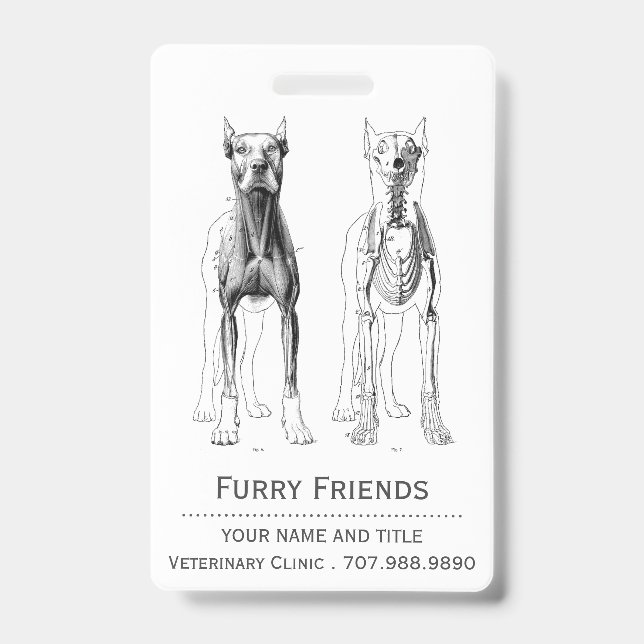 Realistic Veterinarian Anatomical Dogs Badge (Front)