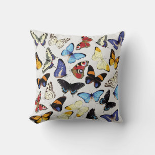 Realistic vintage butterflies collection. throw pillow