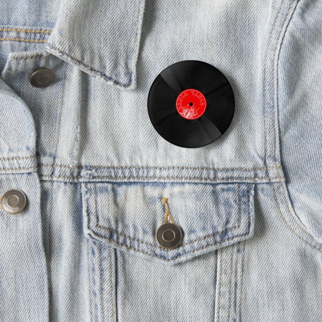 Realistic Vinyl Record Pin Button (In Situ)